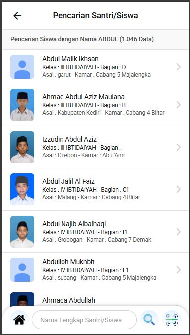 Pencarian Santri/Siswa